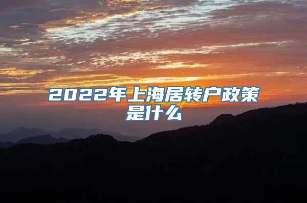 2022年上海居转户政策是什么