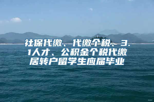社保代缴、代缴个税、3.1人才、公积金个税代缴居转户留学生应届毕业
