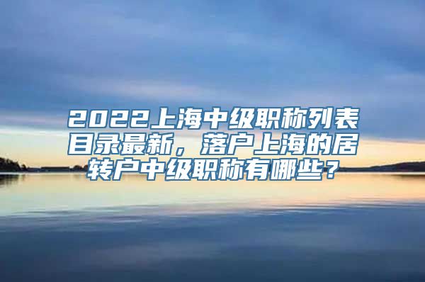 2022上海中级职称列表目录最新，落户上海的居转户中级职称有哪些？