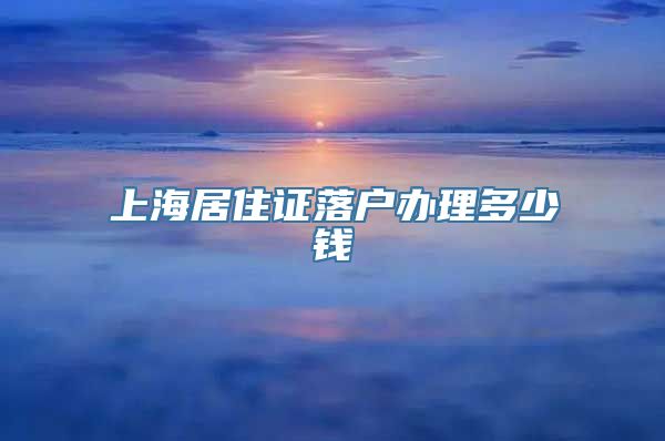 上海居住证落户办理多少钱