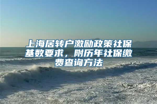 上海居转户激励政策社保基数要求，附历年社保缴费查询方法