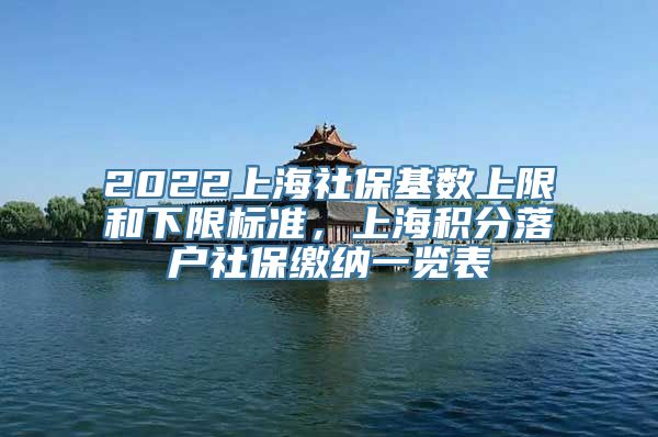 2022上海社保基数上限和下限标准，上海积分落户社保缴纳一览表