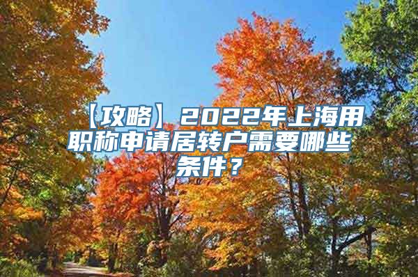 【攻略】2022年上海用职称申请居转户需要哪些条件？