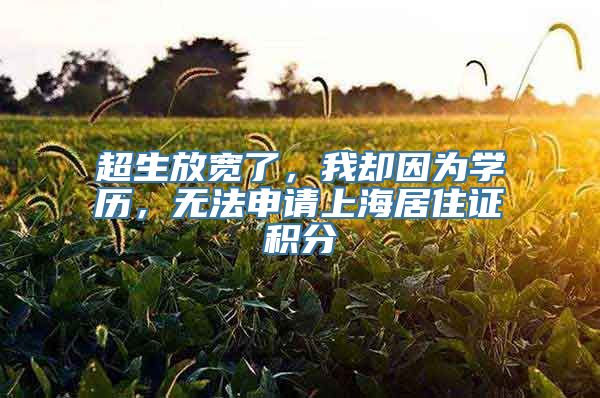 超生放宽了，我却因为学历，无法申请上海居住证积分