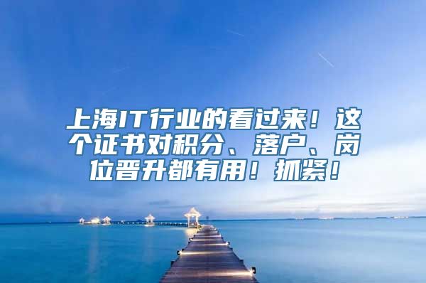 上海IT行业的看过来！这个证书对积分、落户、岗位晋升都有用！抓紧！