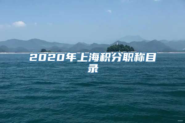 2020年上海积分职称目录