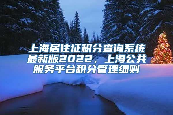 上海居住证积分查询系统最新版2022，上海公共服务平台积分管理细则