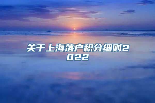 关于上海落户积分细则2022