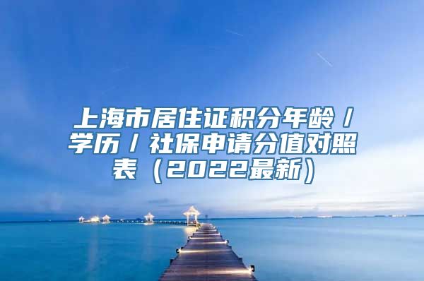 上海市居住证积分年龄／学历／社保申请分值对照表（2022最新）