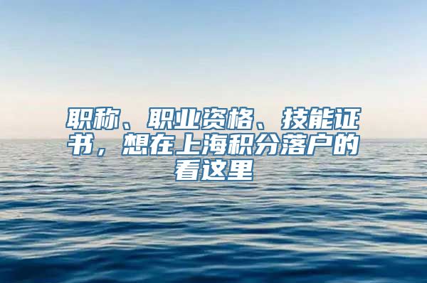 职称、职业资格、技能证书，想在上海积分落户的看这里