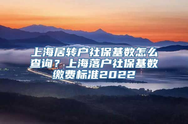 上海居转户社保基数怎么查询？上海落户社保基数缴费标准2022