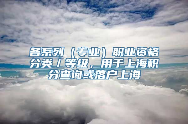 各系列（专业）职业资格分类／等级，用于上海积分查询或落户上海