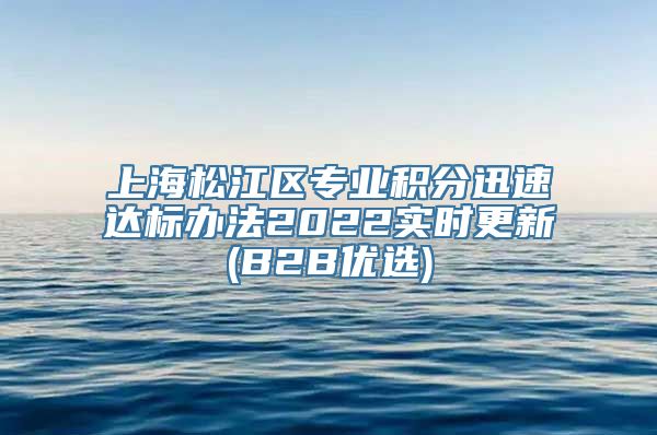 上海松江区专业积分迅速达标办法2022实时更新(B2B优选)