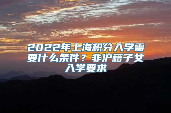 2022年上海积分入学需要什么条件？非沪籍子女入学要求