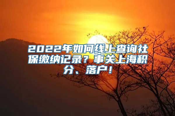 2022年如何线上查询社保缴纳记录？事关上海积分、落户！