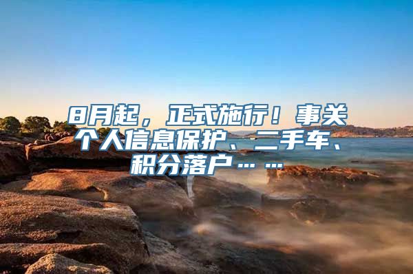 8月起，正式施行！事关个人信息保护、二手车、积分落户……