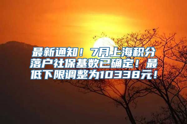 最新通知！7月上海积分落户社保基数已确定！最低下限调整为10338元！