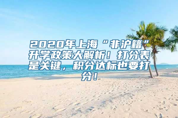 2020年上海“非沪籍”升学政策大解析！打分表是关键，积分达标也要打分！