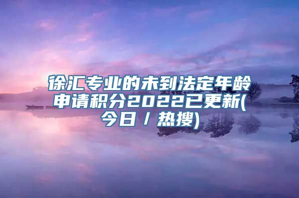 徐汇专业的未到法定年龄申请积分2022已更新(今日／热搜)