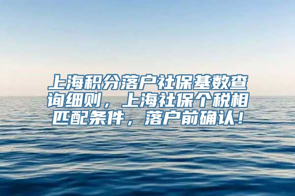 上海积分落户社保基数查询细则，上海社保个税相匹配条件，落户前确认！