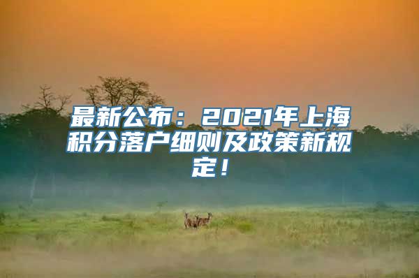 最新公布：2021年上海积分落户细则及政策新规定！