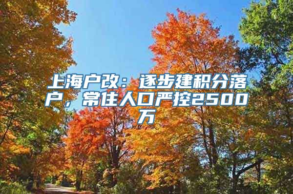 上海户改：逐步建积分落户，常住人口严控2500万