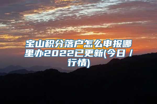 宝山积分落户怎么申报哪里办2022已更新(今日／行情)